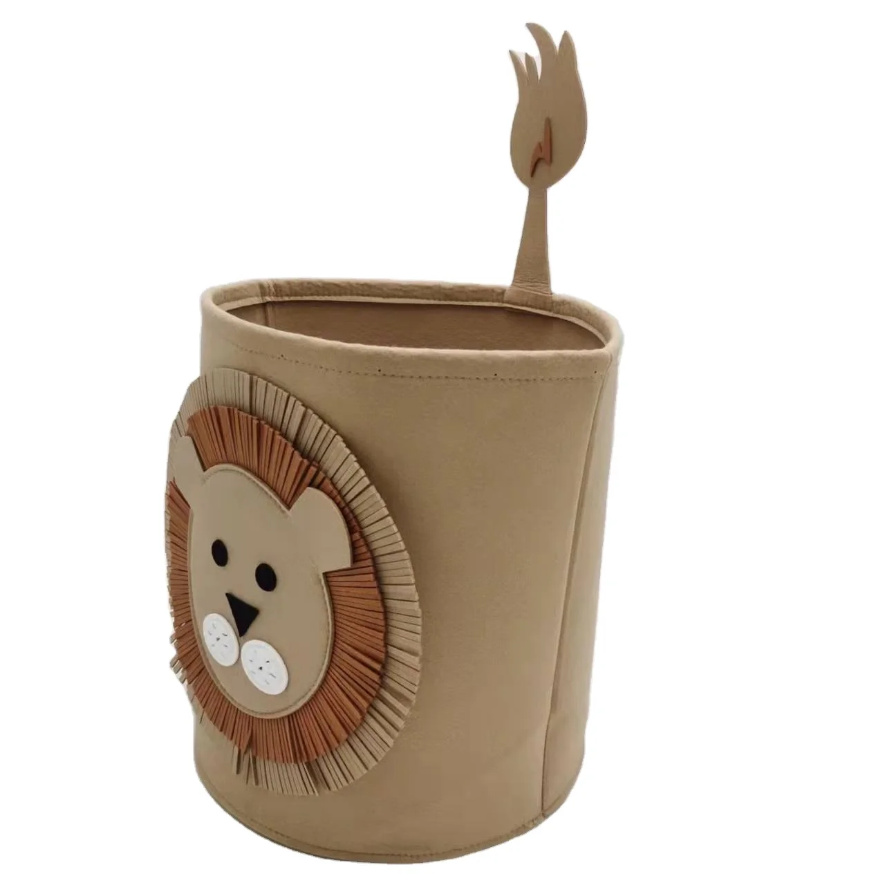 Customized lion Animal Shape Storage Bucket Felt Fabric Storage Basket for Kid