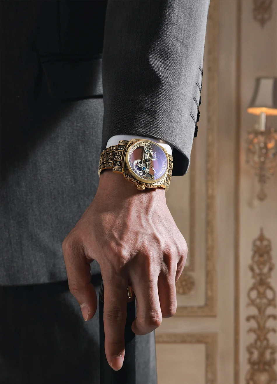 Forsining Men's Automatic Mechanical Watch Vintage Hollow Style_voghion.com