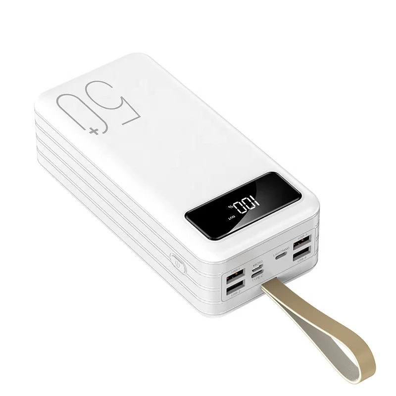 Support Custom logo Portable Powerbank 50000mah 60000m 30000mah Mobile Charger Powerbanks Fast Charging Power Bank 4USB Output