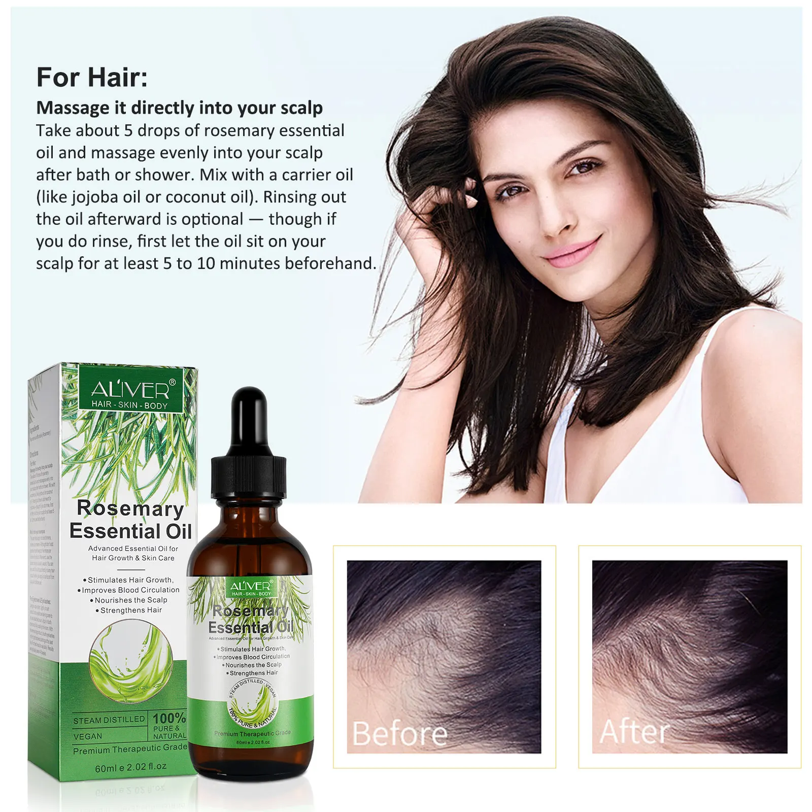 Aliver Nourishing Hair Repairing Growth Scalp Care Wholesale Rosemary Essential Oil Hair Oil