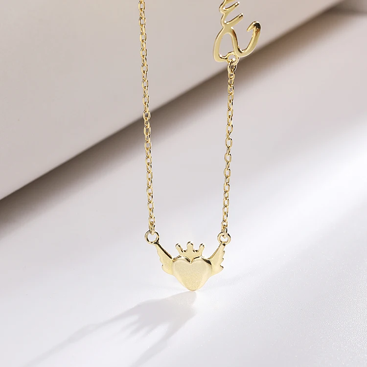 18k Gold Plated Wing Crown Necklace 925 Sterling Silver Letter Heart Pendant  Necklace - Buy 18k Gold Plated Necklace Necklace Pendant Heart Crown  Pendant Necklaces,Wing Crown Necklace 925 Sterling Silver Gold Plated