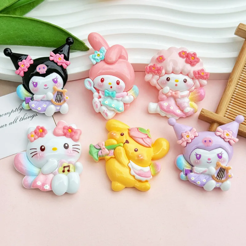 Glossy Cartoon Characters Princess Pink Bunny Black Kitten Diy Resin  Accessories Phone Cases Makeup Mirrors Decorative Materials