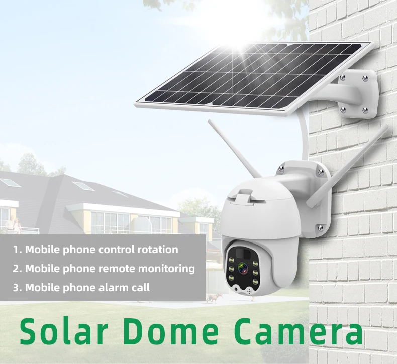 2Mp 1080P Wifi IP Dome Camera Night Vision Solar Panel Powered Outdoor CCTV Sim Card 4G Built-in Mic Speed Ptz Speed Dome Camera