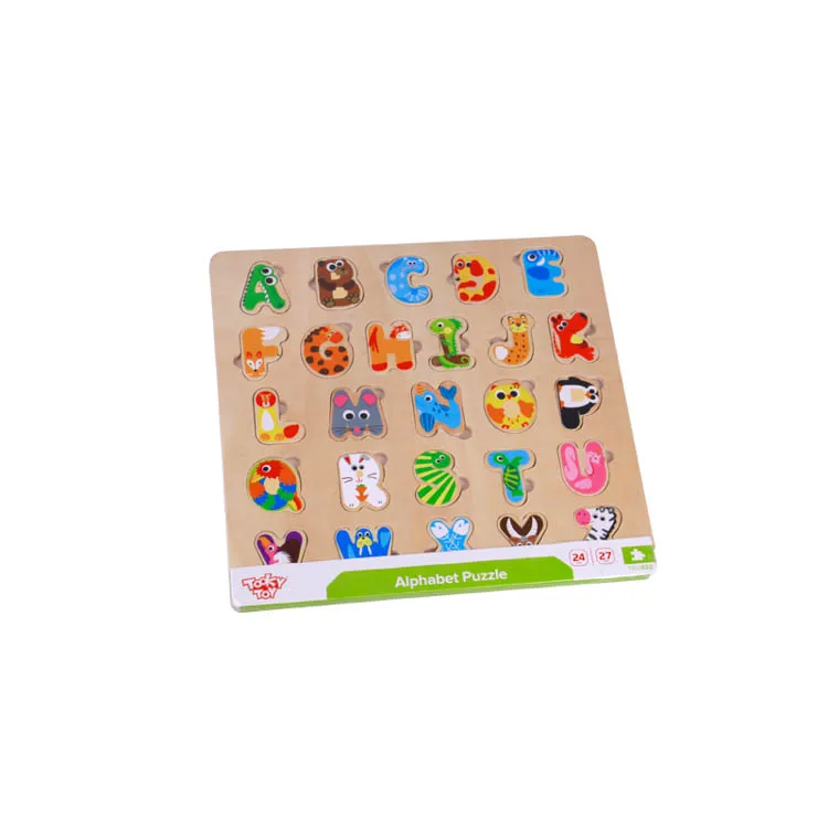 Custom Design Available Early Educational Kids DIY ABC Animal Shape Alphabet Wooden Puzzle