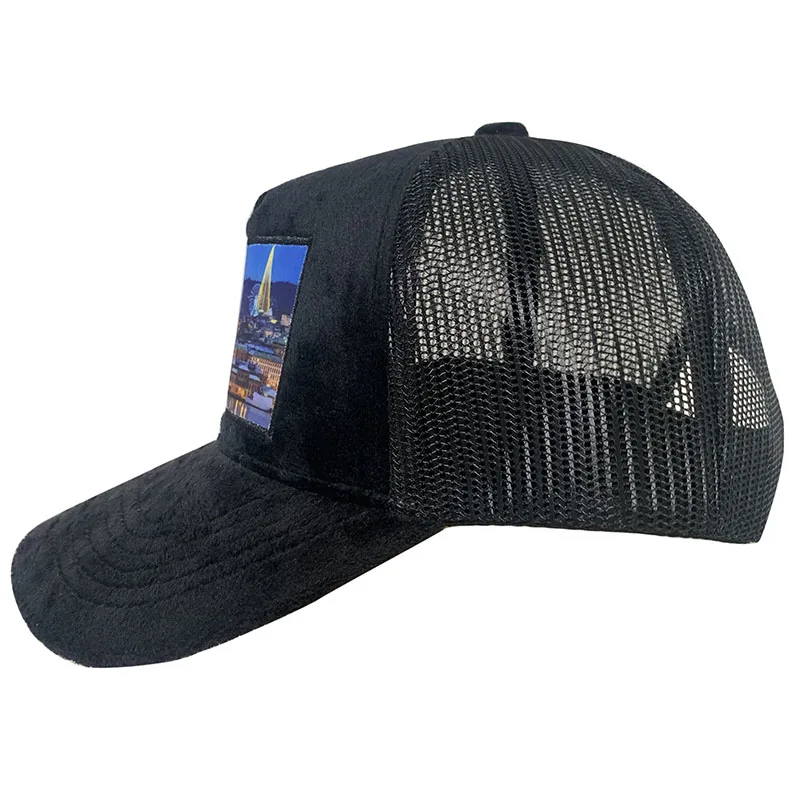HN05 Custom 5 Panel K Frame Velour Snapback Baseball Truck Velvet Mesh Back Trucker Cap Hat With Embroidery Patch