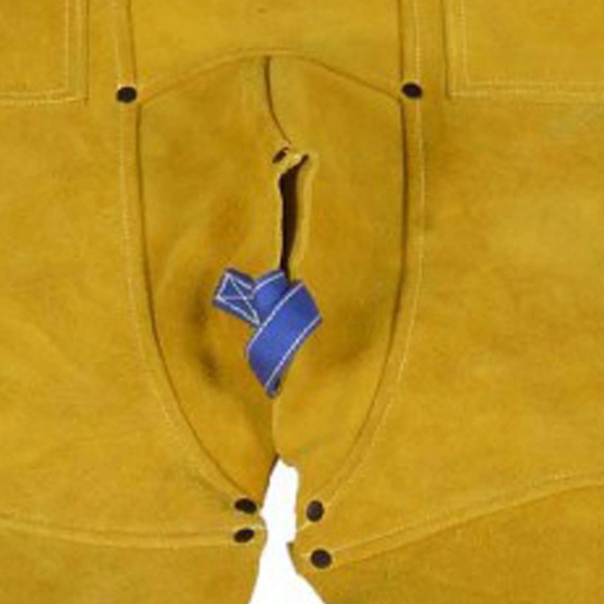WELDING BIB APRON WITH FULL LEG/ MADE of GOLDEN COLOR DRY CLEANABLE & FR COWHIDE SPLIT SUEDE LEATHER
