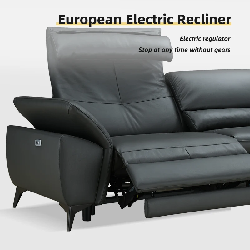 Sofas for Living Room Reclining with Adjustable Headrest and Armrest High Back Sofa Real Leather Couch for Hotel and Villa