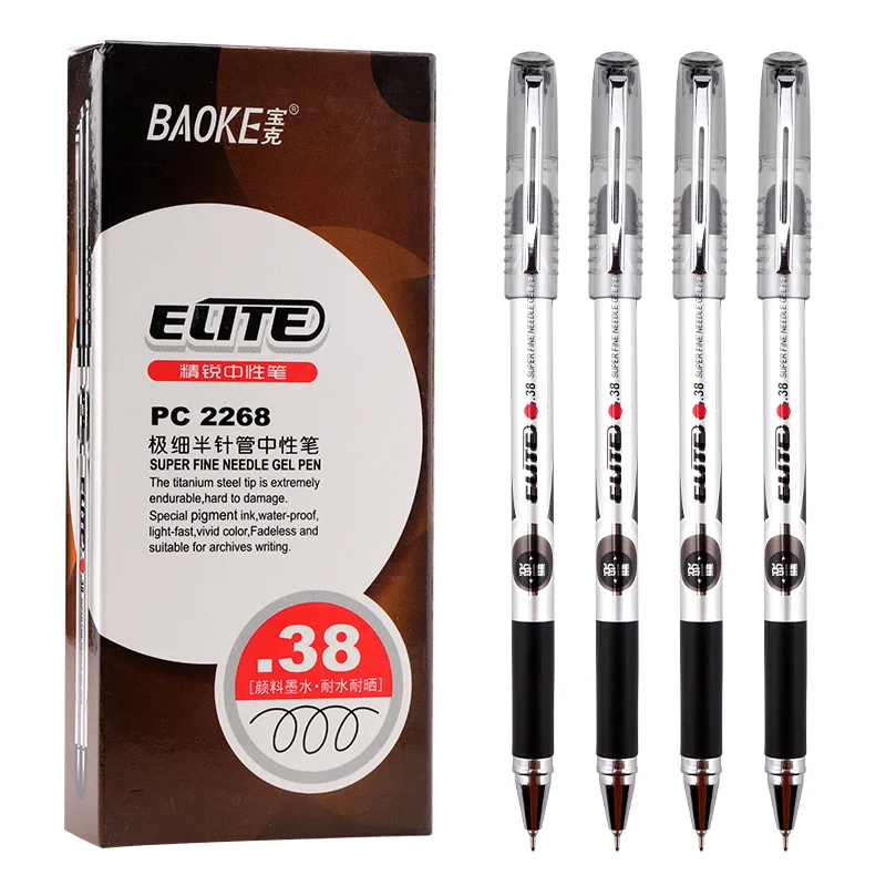 12pcs/box 0.28mm Ultra Fine point Gel Pen black ink refill gel pen