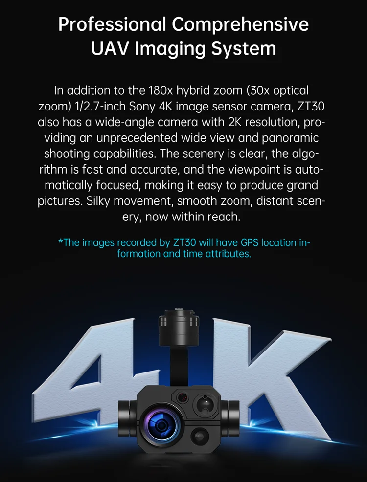 Original ZT30 4K AI 180 Times Four-light Pod Hybrid Dimming Wide-angle Gimbal Surveying and Mapping details