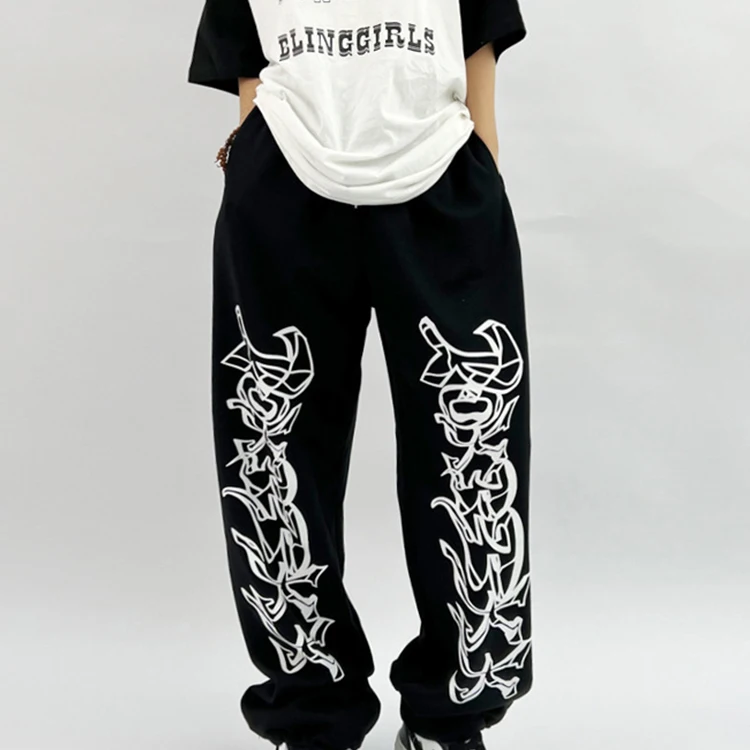 Custom Printed Logo Mid Waist Elastic Casual Summer Straight Joggers Sweatpants Women's Trousers