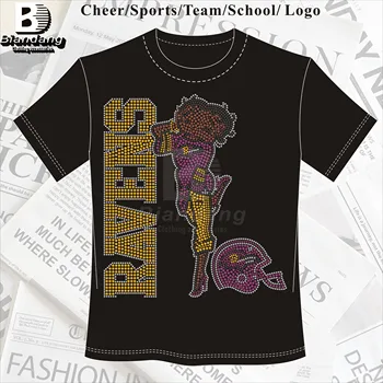 Top Sale NFL Team Logo Rhinestone Transfer Design Custom Ravens Girl Rhinestones Transfer for DIY Shirt Heat Press Design