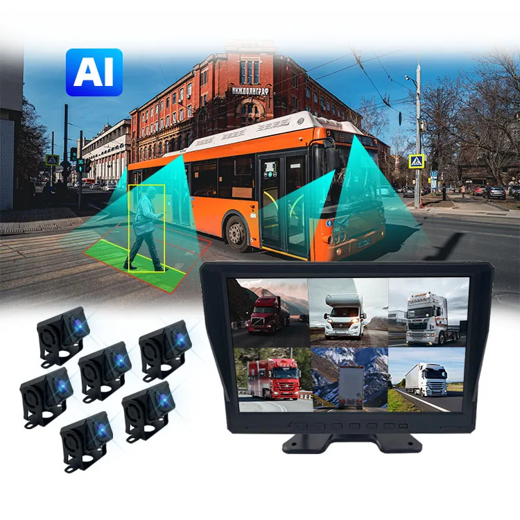 Wemaer AI BSD Blind Spot Detection Vehicle and Pedestrian Active Detection Anti Collision Warning Forklift Camera Monitor System