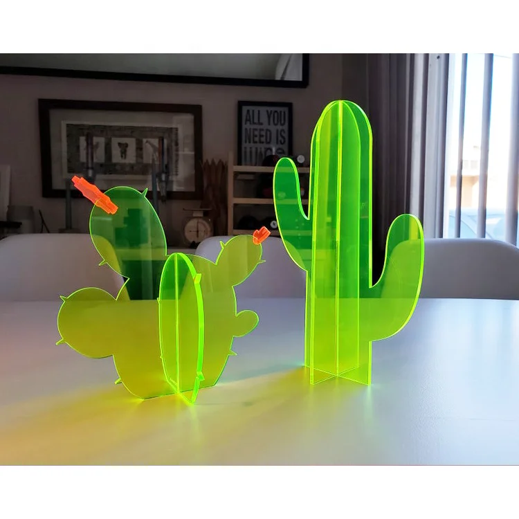Acryl-Kaktus Fluoreszierende Skulptur Kunst Heimdekoration Grne  Neon-Lucite Laserschnitt-Skulptur| Alibaba.com