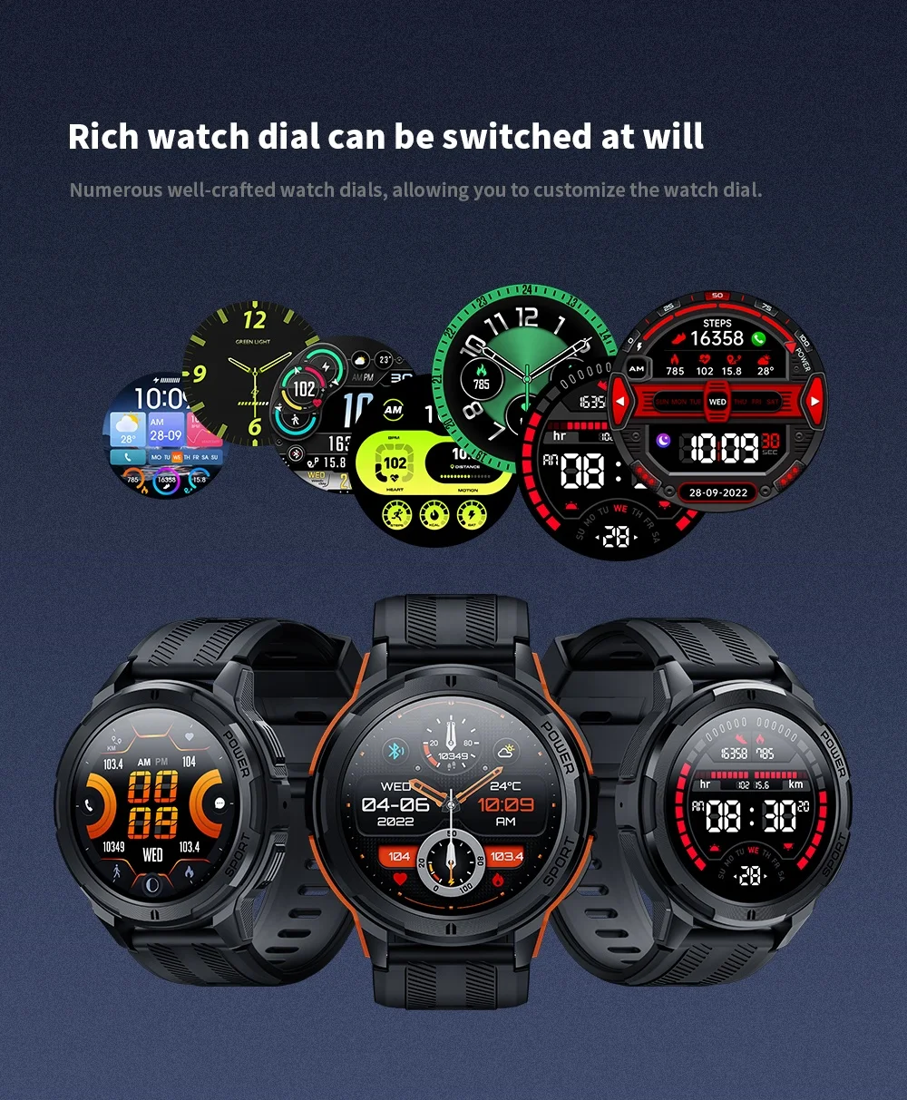 C25 Reloj Smart Watch Rugged Fitness Tracker with AMOLED Screen
