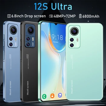 Best Selling Original Android phone M12S+Ultra 8GB+256GB large memory battery 6800mAh smart phone