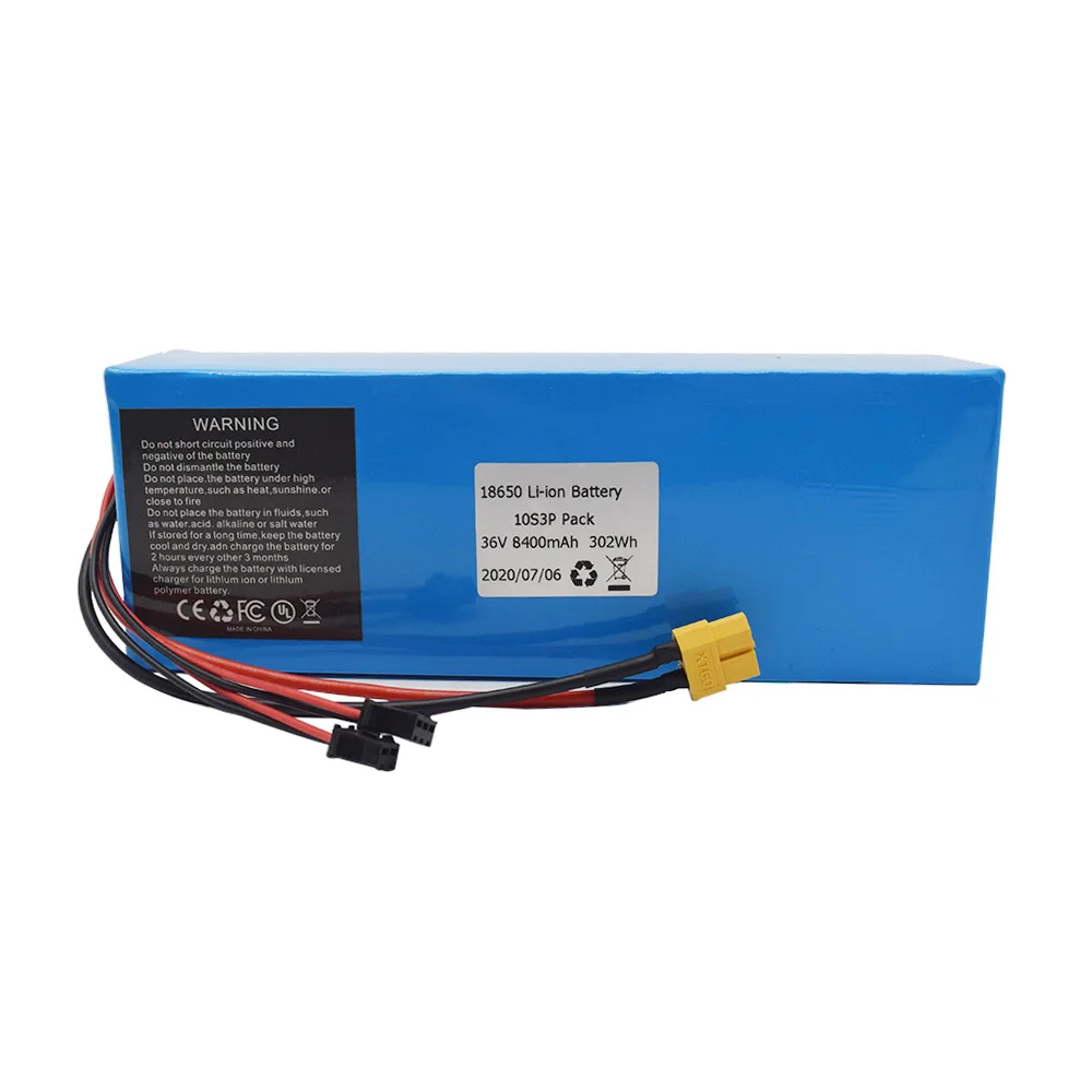 Batterie Lithium 36V 20Ah Pour Trottinette électrique, Vélo, Fauteuil Roulant - Connecteur XT60, BMS 30A, Dimensions 392x111x75 Mm