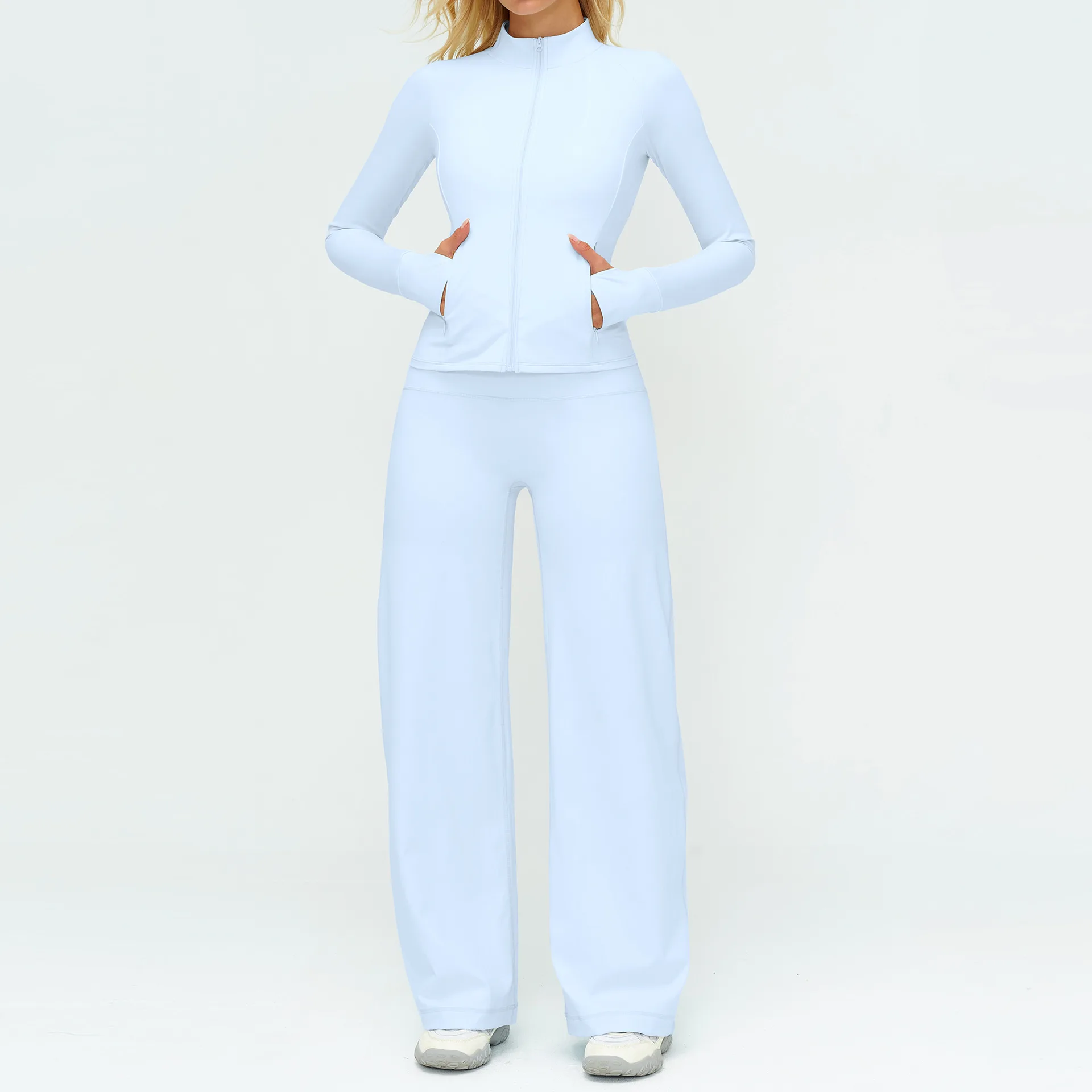 Border Breathable Solid Brushed Yoga Set Loose Casual Fashion Outdoor Sports Long Sleeve preview