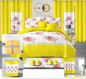 LILIANNA 24 Pieces Bed Sheet Set with Matching Curtains Top Sale king Size Bedspread Set Ready to Ship Quilt Set