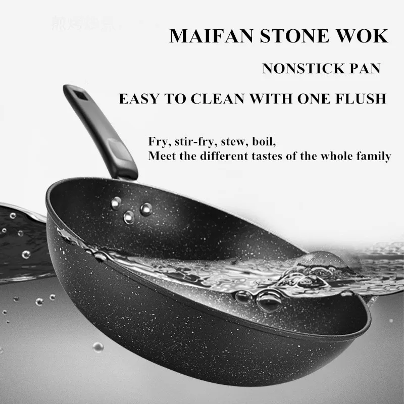 なべ 32cm maifan Stone bok sticknonstick fryingパンオイルフリー