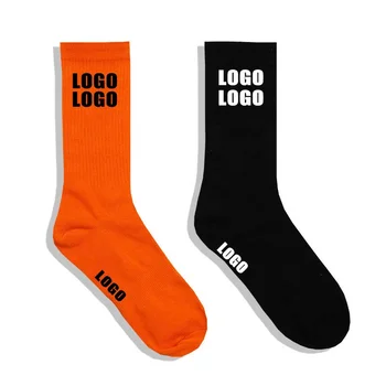 High quality manufacturer custom cotton print crew socks custom embroidery designer sports sock custom logo socks