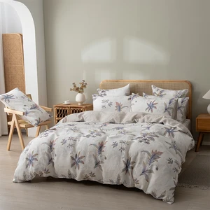 100% Linen Bedding Floral 3D Print Bed Sheets Bedding Twin Size Bed Duvet Cover Set