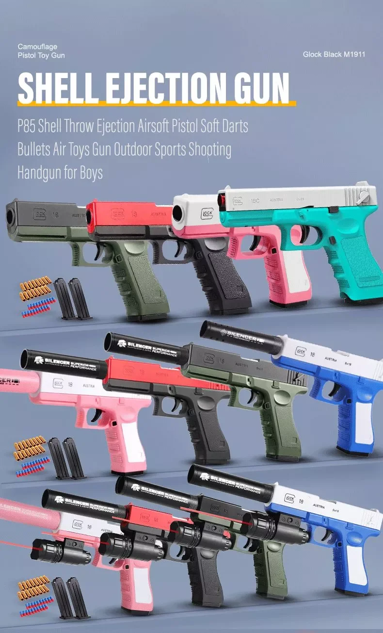 Plastic Shell Ejection Toy Soft Bullet Gun Airsof Sniper Shooting Foam Mini Blaster Shotgun Soft 2628