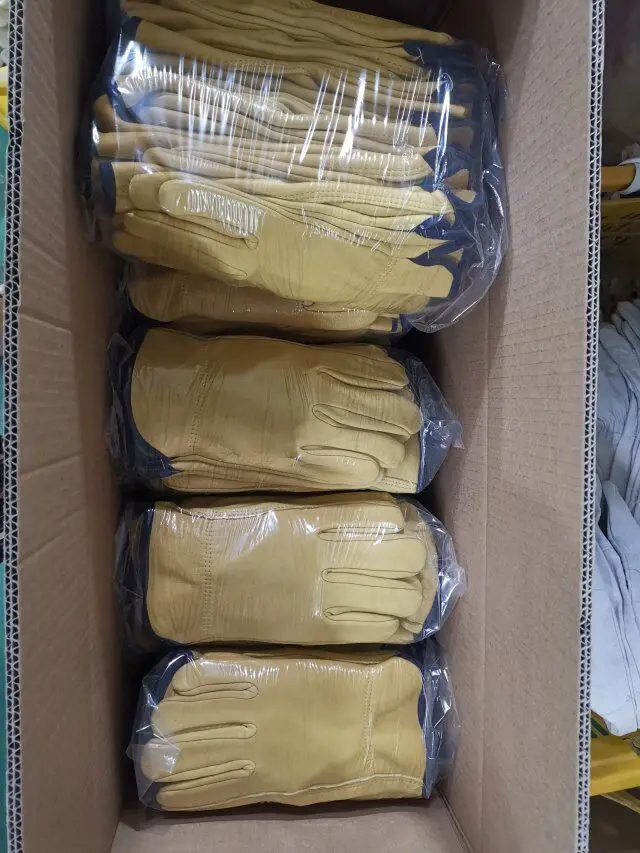 Yellow Soft Cowhide Leather Reinforced Durable Outdoor Diy Yardwork