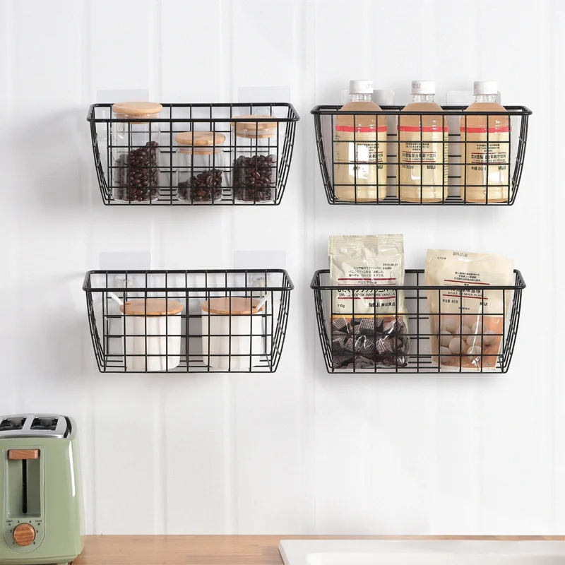 4 Pack Wire Storage Basket Durable Metal Basket Pantry Organizer Storage Bin Baskets For Kitchen Cabinet details