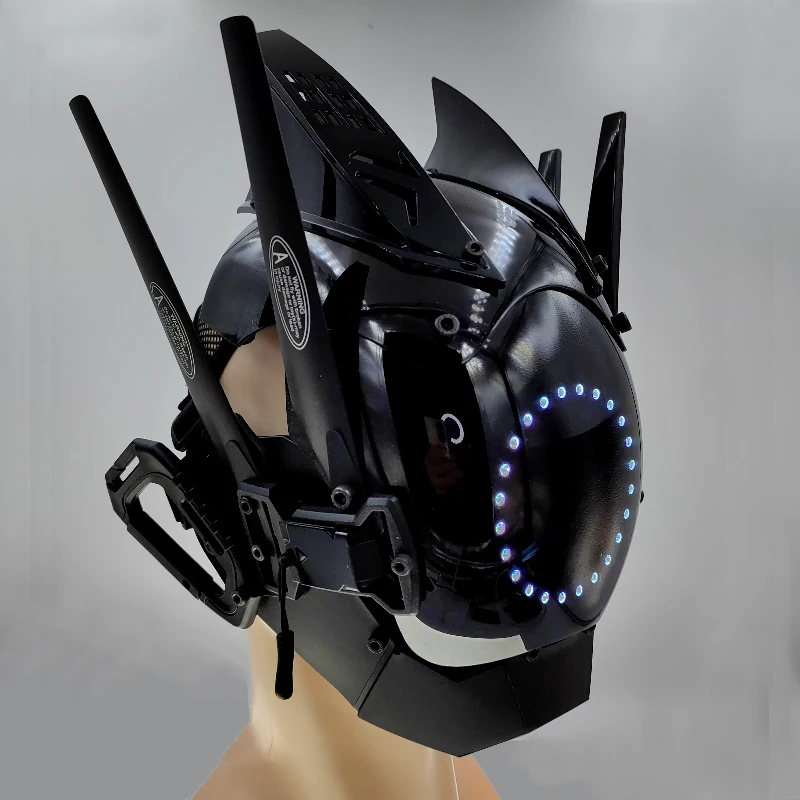 Masque Punk Rouge Avec Lumières LED - Pour Cosplay, Halloween, Festivals, Accessoire Déguisement Homme