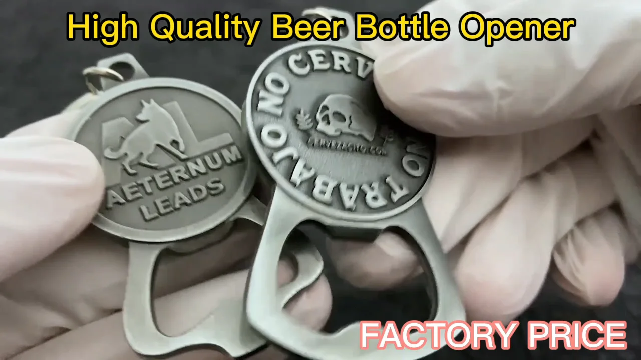 Factory High Quality Custom Zinc Alloy Key Rings Beer Opener Keychain Embossing Soft Enamel Logo