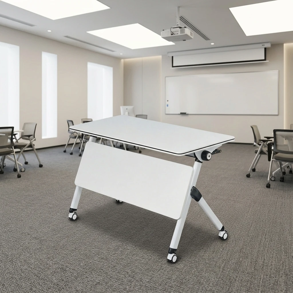 Office Training Furniture Portable Folding Flip Table with Adjustable Wheels Meeting Laptop Collapsible Desk Customization image 2