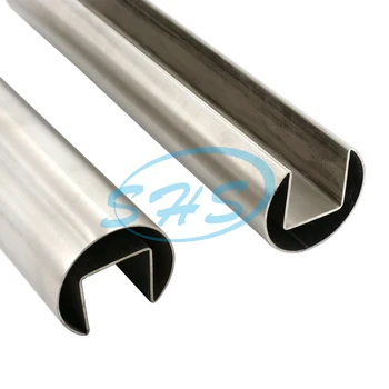 ASTM A554 Stainless Steel Pipe Welded Decorative 304/316 Groove/Slotted Pipes with Satin surface for Balustrade System