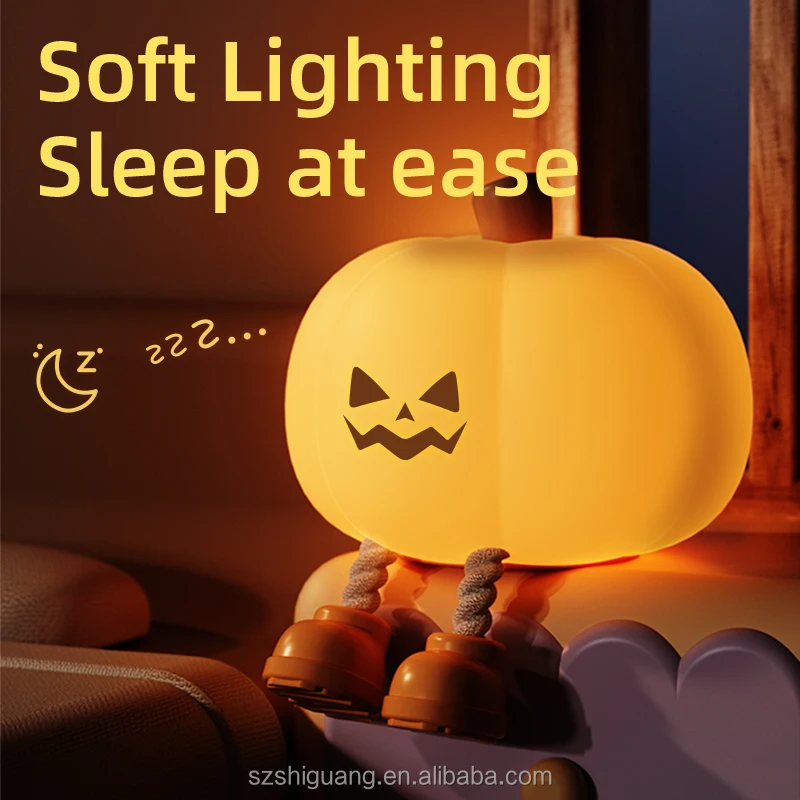 Customizable Silicone Pumpkin LED Night Light Halloween Emoji Decorations & Props Pat Pat Night Light Pumpkin