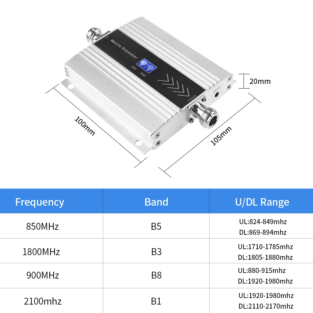 3G mobile phone signal amplifier with antenna and cable GSM WCDMA 900 2100mhz mobile signal booster dual band repeater 60dB