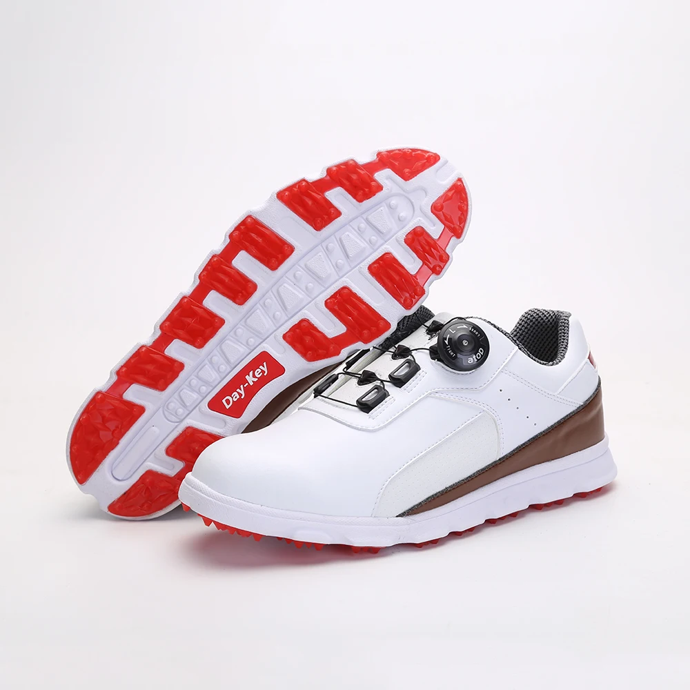 Custom oem sport cheap leather rubber spike golf shoes for men