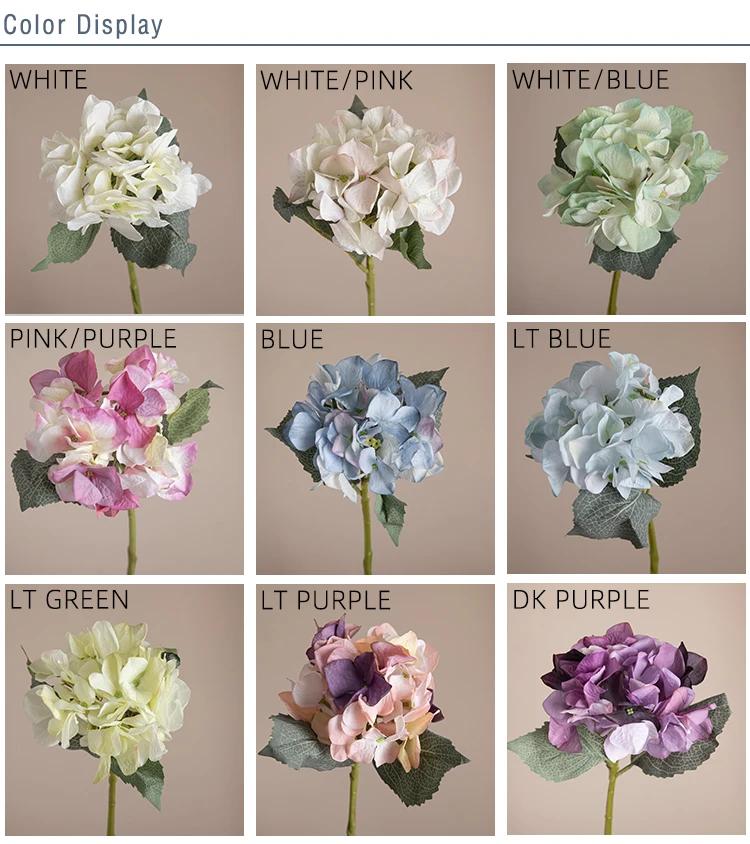 Dy1554a Artificial Flower Silk Hydrangea Stem Flower Arrangement