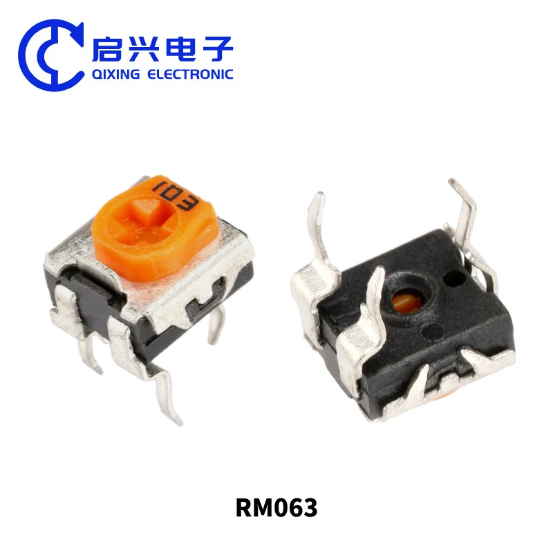 RM063 yellow single turn carbon film trimmer potentiometer 500 ohm 1k 5K 50K 100k 500K 1M adjustable resistor