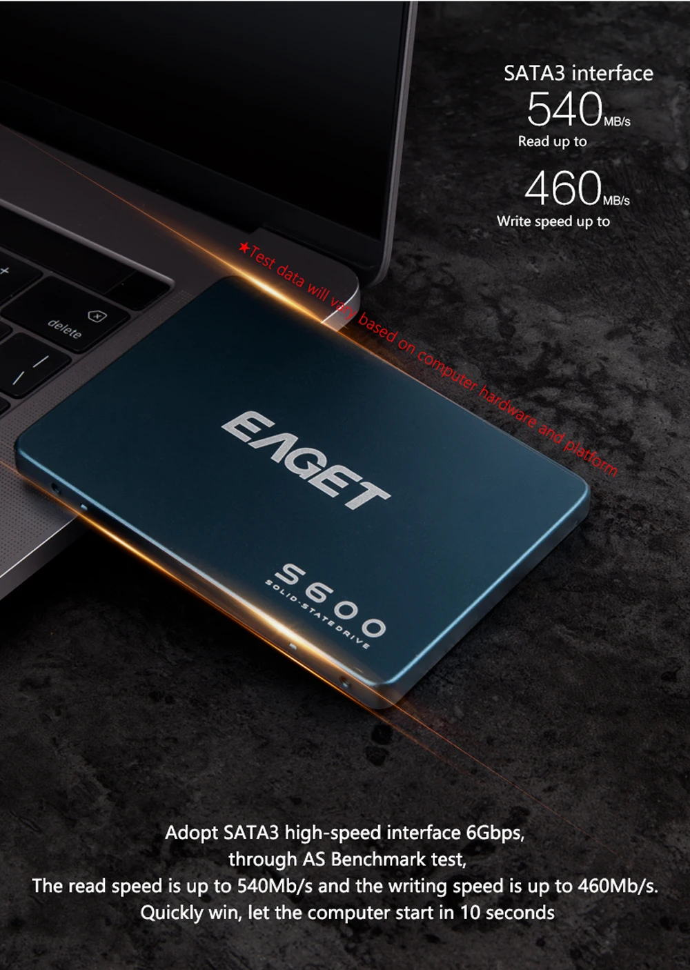 EAGET 1TB SSD Internal Hard Drive for Laptop - SATA 3, 7200 RPM
