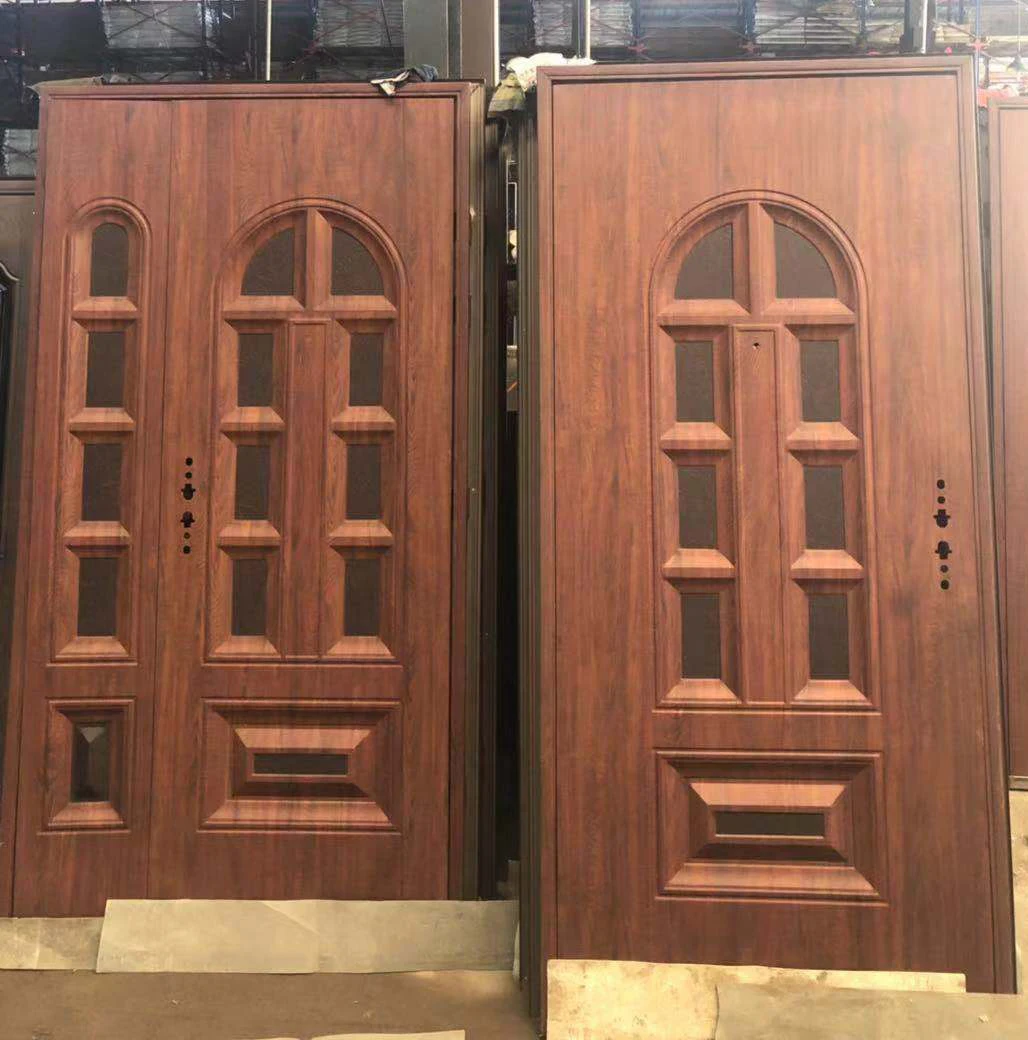 External Bullet Proof Security Steel Main Door Iron Gate Design Attach with Window