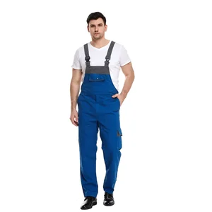 Polyester Cotton Multi-pocket Large-sized Workwear Cargo-style Drawstring Bib Pants for Men and Women Safety Overalls