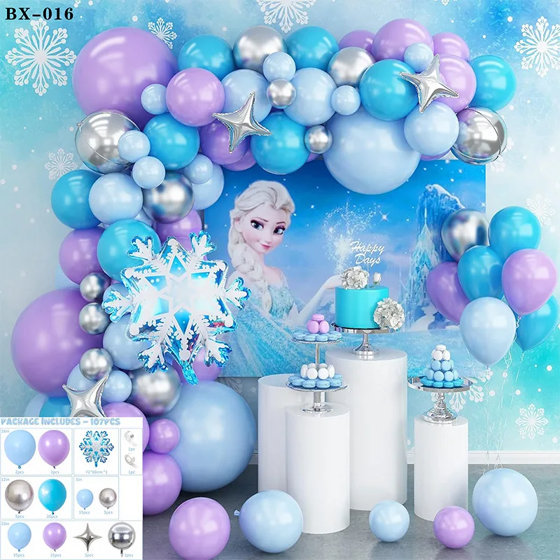 Frozen Blue Balloons Arch Garland Kit Snowflake Winter Wonderland Christmas Snow Princess Birthday Party Decorations