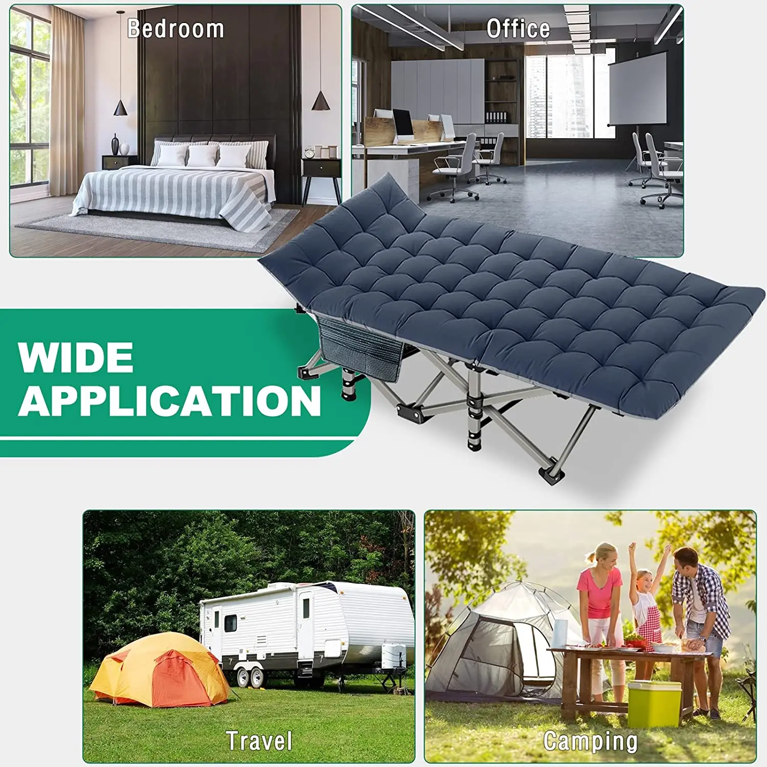 Foldable Cot Bed Folding Camping Bed Double Layer Oxford Portable