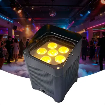 6in1 RGBWAUV Battery Wireless LED Par Light Waterproof IP65 Stage Lighting Equipment for Wedding Parties Clubs