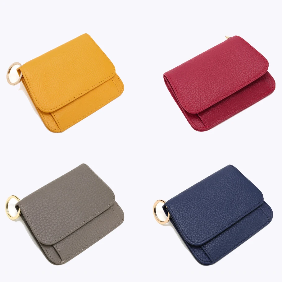New Arrival Simple Card Holder Lady Genuine Leather square Mini Coin Purse Zipper Wallet