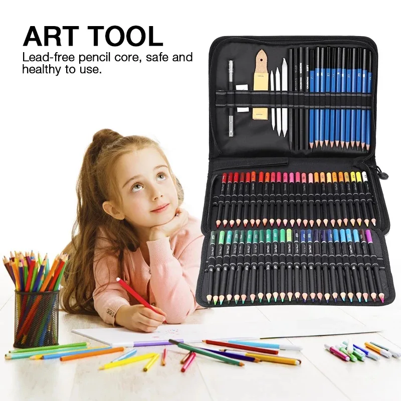 Professional Premium Coloured Pencils Set With Canvas Roll For Artists_voghion.com