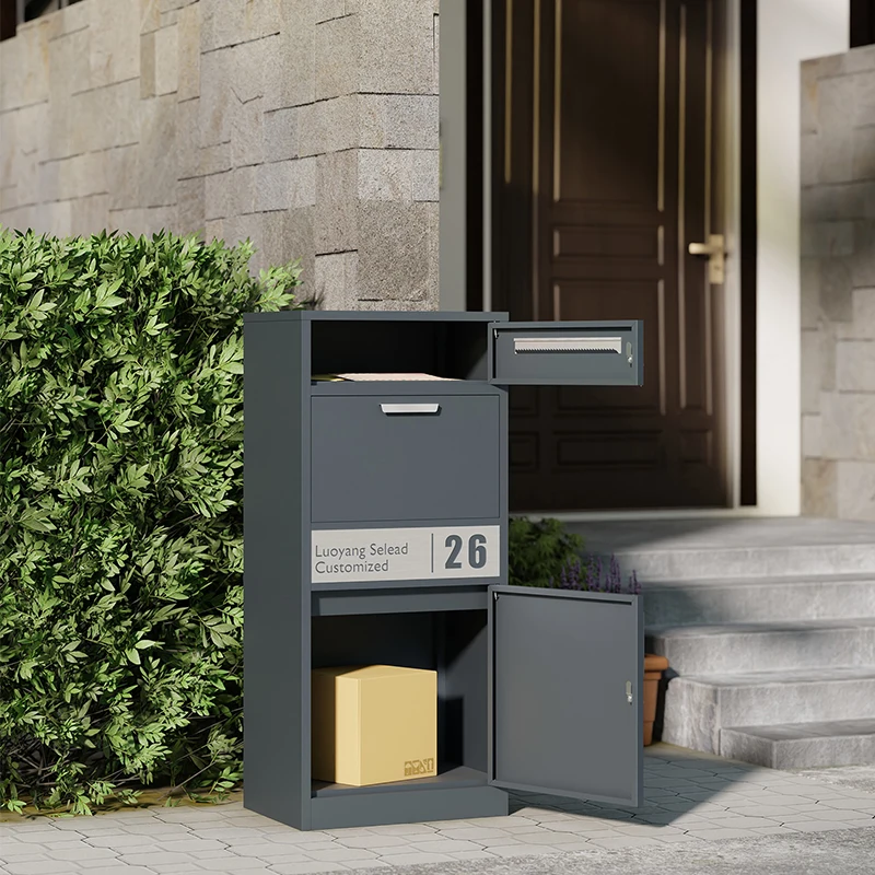 Waterproof Freestanding Outdoor Parcel Drop Box Self-Pickup Home Garden Mailbox Locker Burglarproof Mail Box with Lock