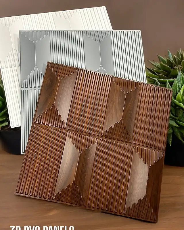 PVC Cladding Wood Wall Modern Interior Decorative 3D Fluted Pvc Wall Panels for Wall or Ceiling and Indoor TV Pvc Covering Panel