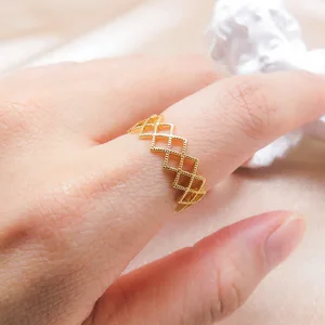 Women's High-End Ins Fashionable Rhomboid Sterling Silver Rhodium Plated Gemstone Ring Adjustable Opening Korean Niche Design