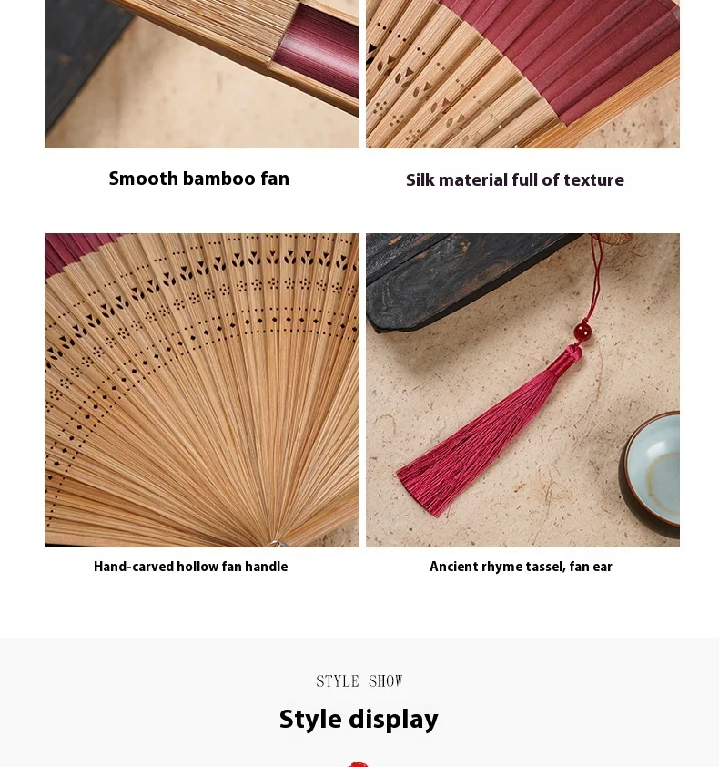 Eco-Friendly Bamboo Hand Fan with Carved Technique and Pantone Color for Wedding Decoration