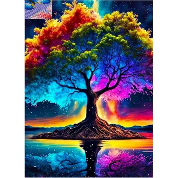 Classic Style Abstract Tree Diamond Painting Kits Full Drill Fabric for Home Decor Rhinestone Art Printed Landscape Subjects